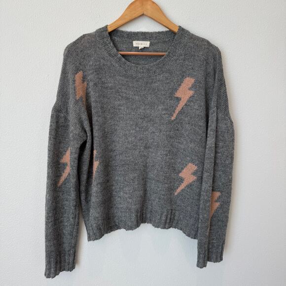 Promesa Acrylic Gray Pullover Lightening Bolt Lightweight Sweater Medium - Picture 1 of 9
